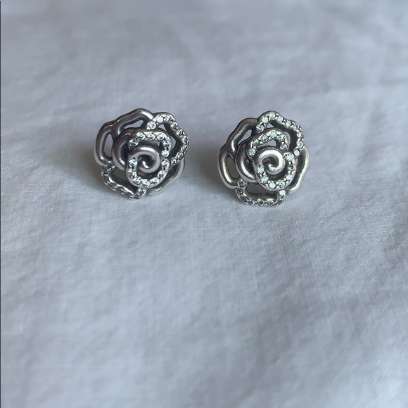 Pandora Jewelry - Pandora Sterling Silver Rose Floral Stud Earrings